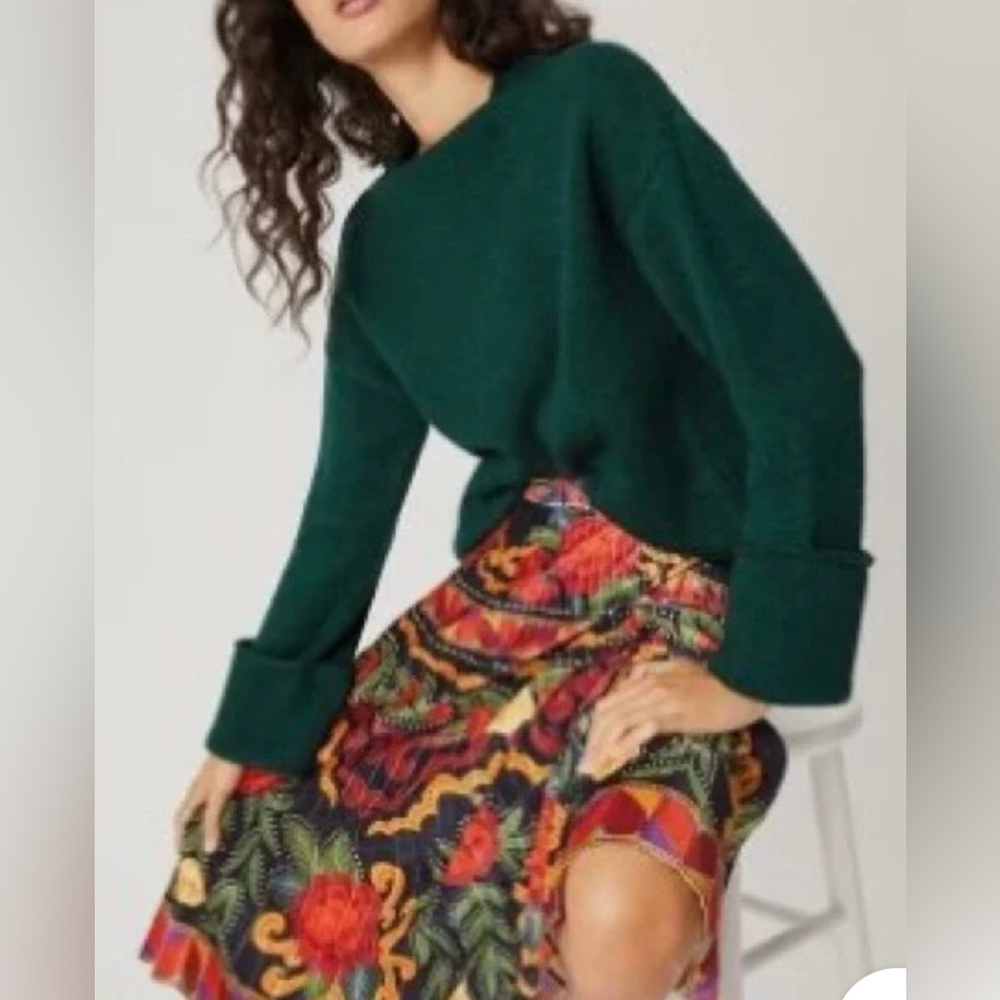 Anthropologie Forest Green Knit Top